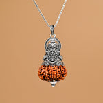 Hanuman Ji Silver Pendant with 11 Mukhi Nepali Rudraksha With Chain