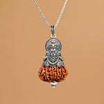 Hanuman Ji Silver Pendant with 11 Mukhi Nepali Rudraksha