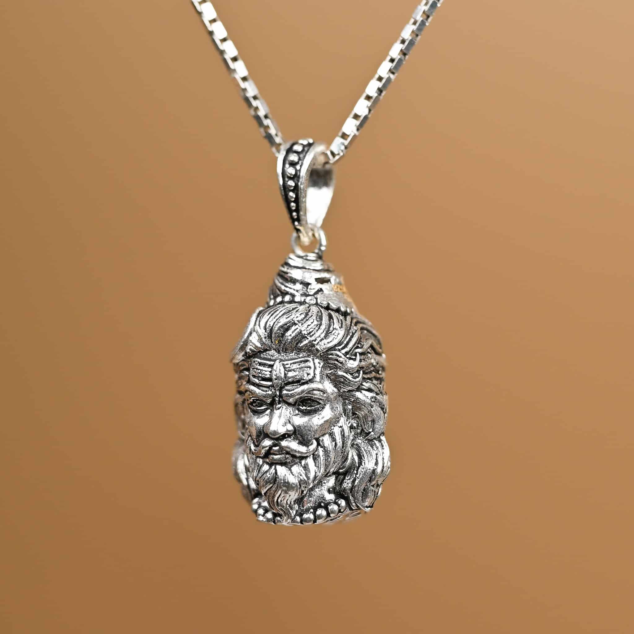 Hanuman Mahadev Silver Pendant with Chain