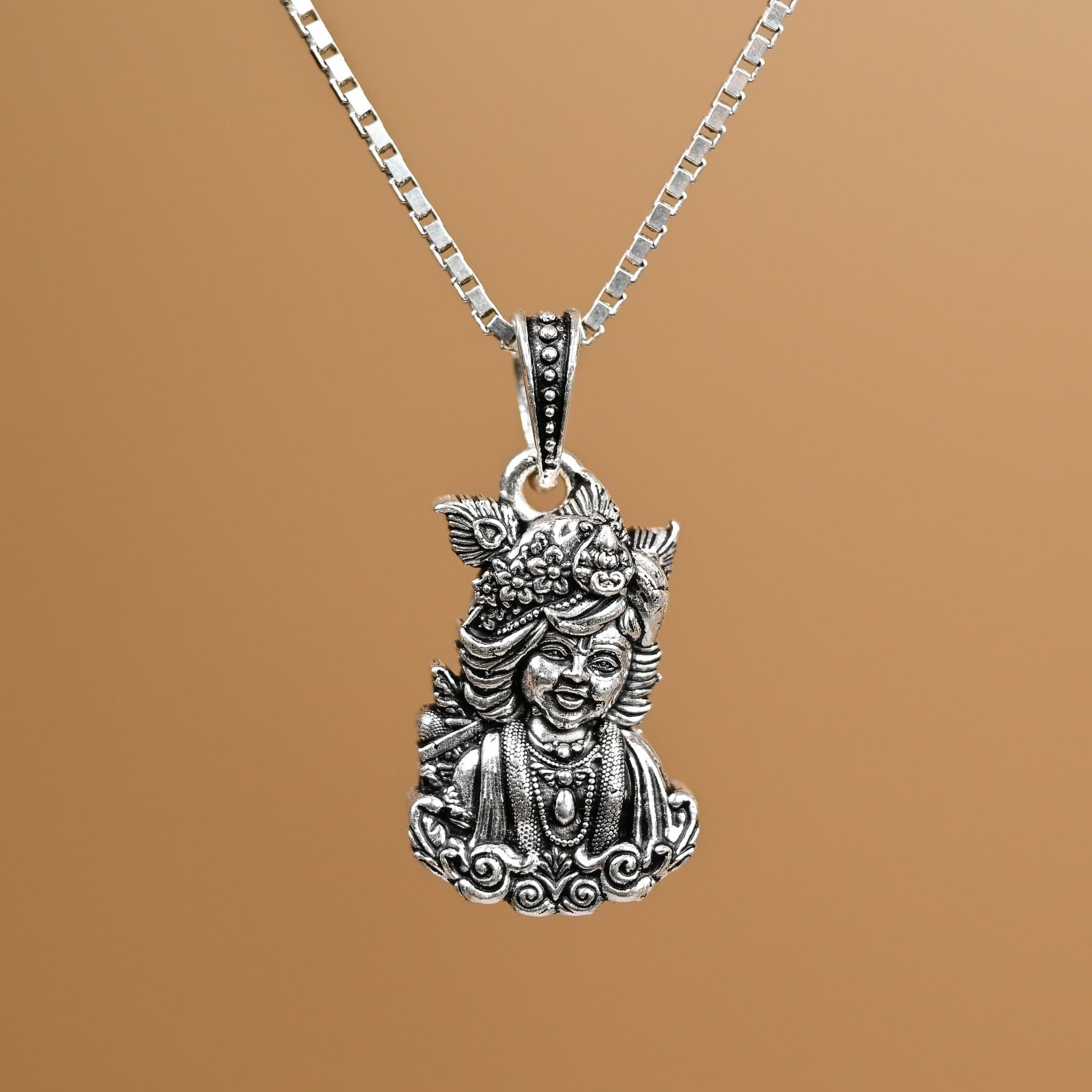 Bal Krishna silver pendant With Chain