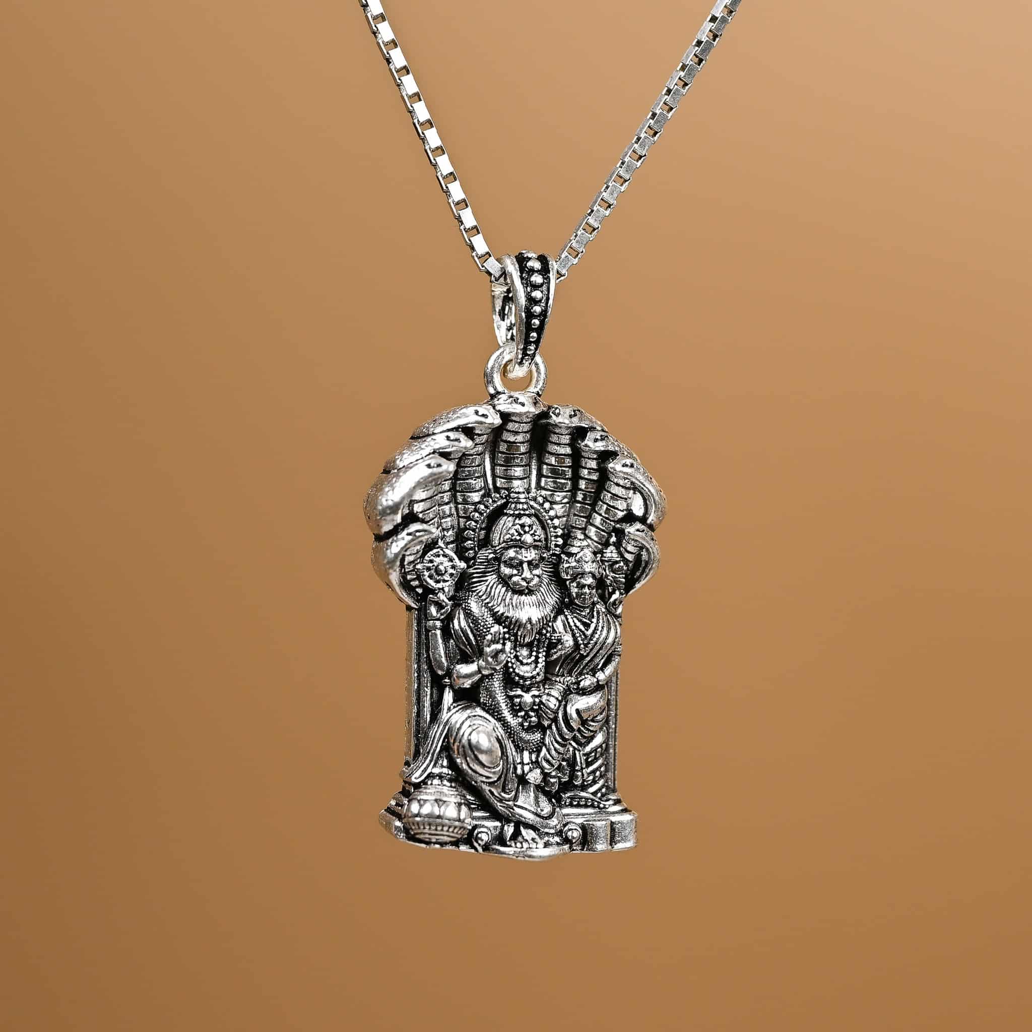 Laxmi Narasimha Silver Pendant With Chain