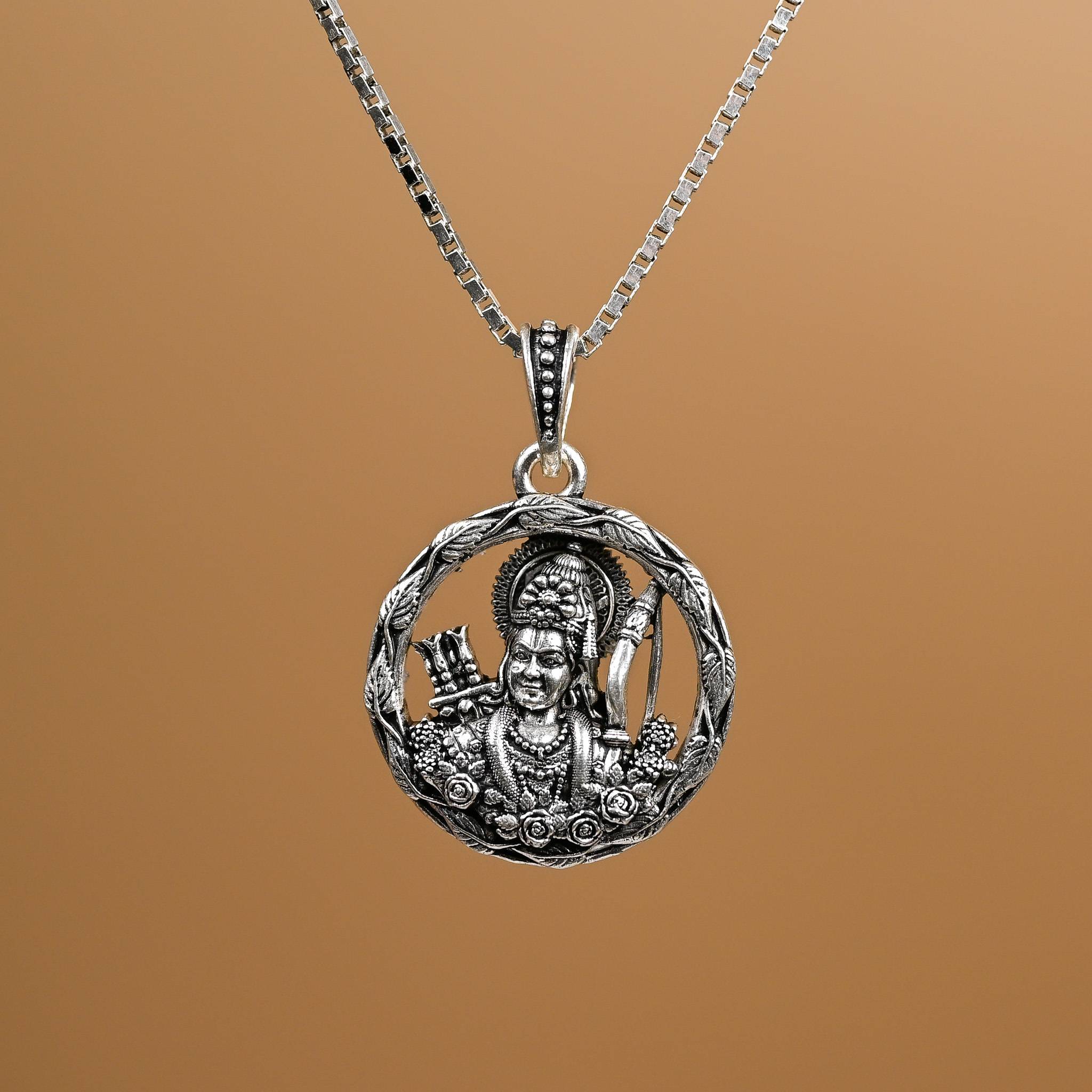 Lord Ram Silver Pendant with Chain