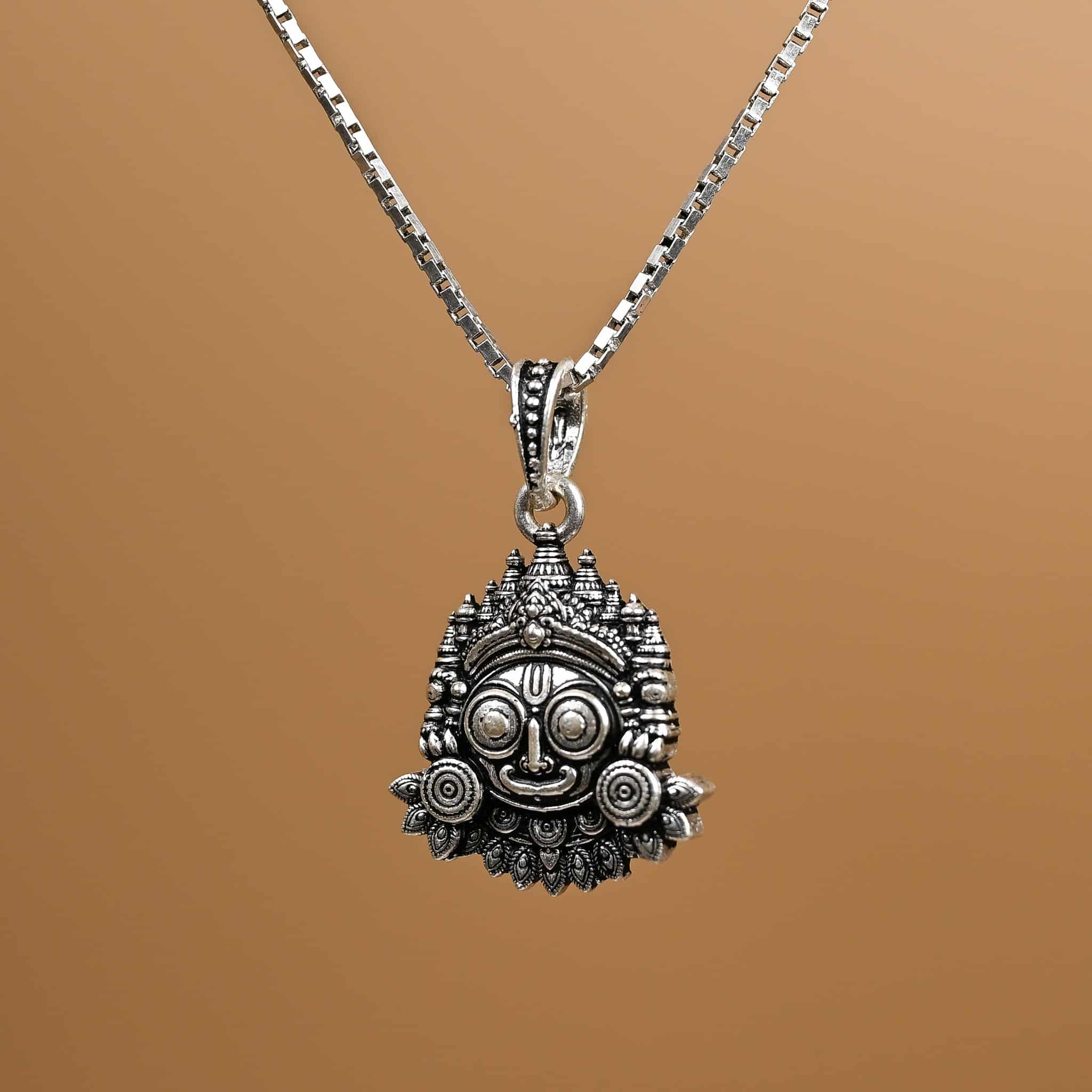 Lord Jagannath Silver Pendant With Chain