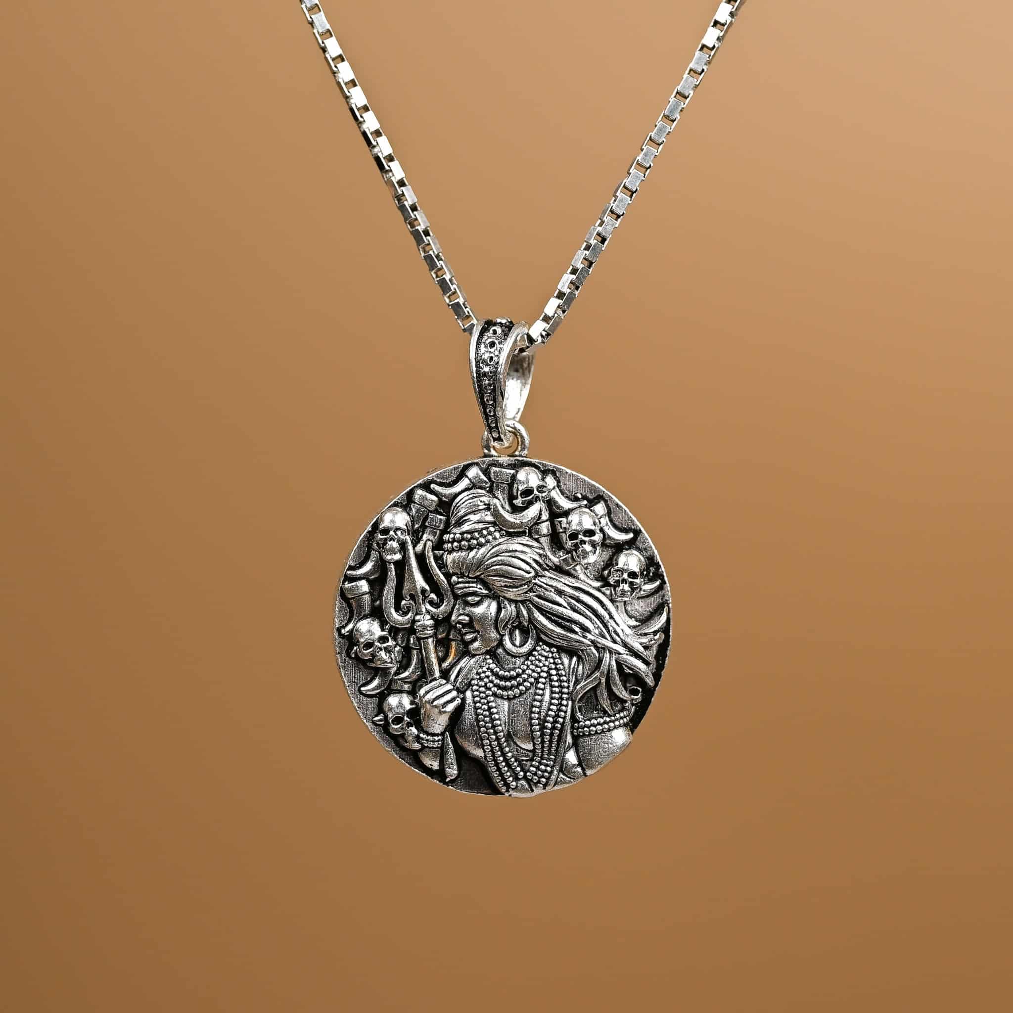 Aghori Shiva Silver Pendant With Chain