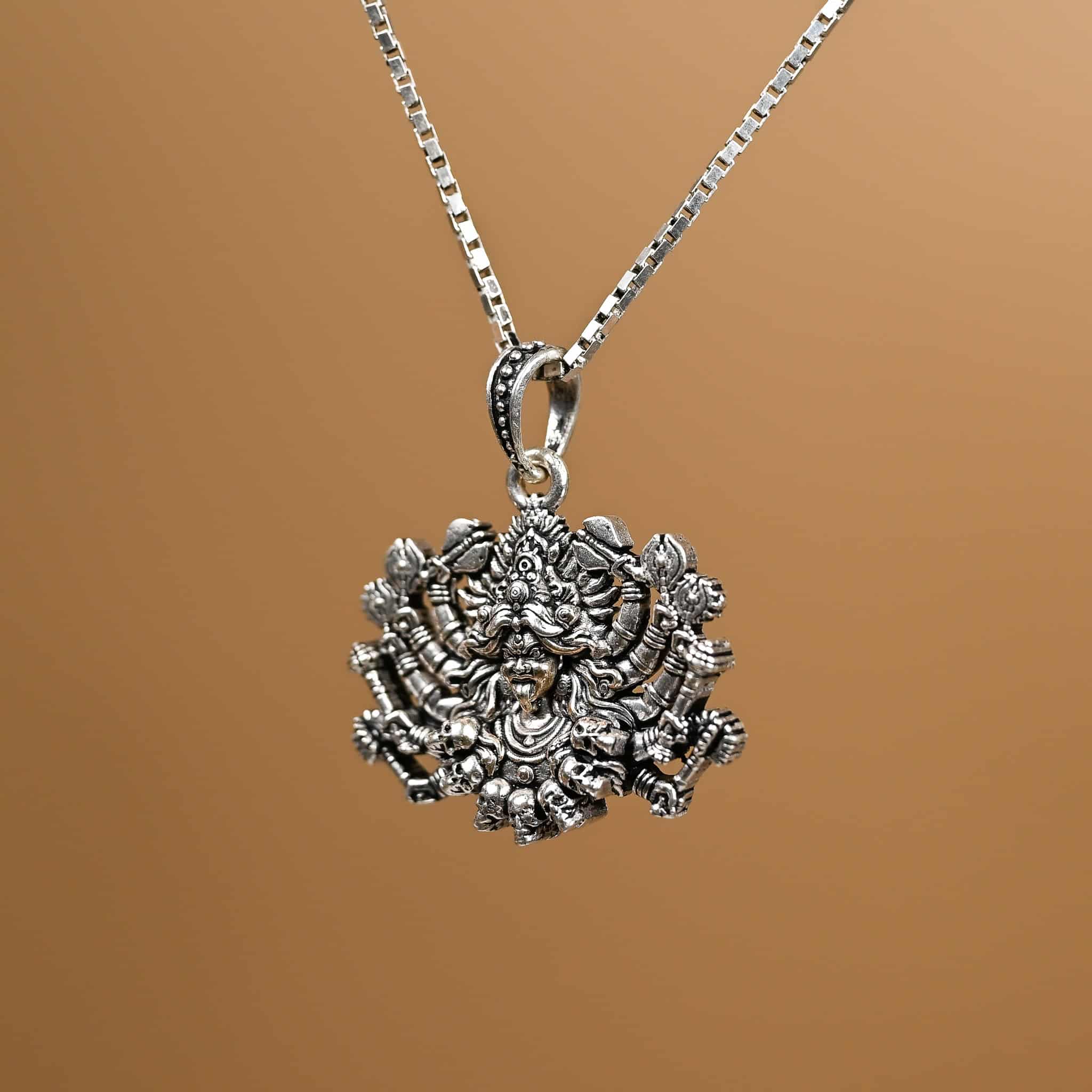 Devi Kali Silver Pendant With Chain
