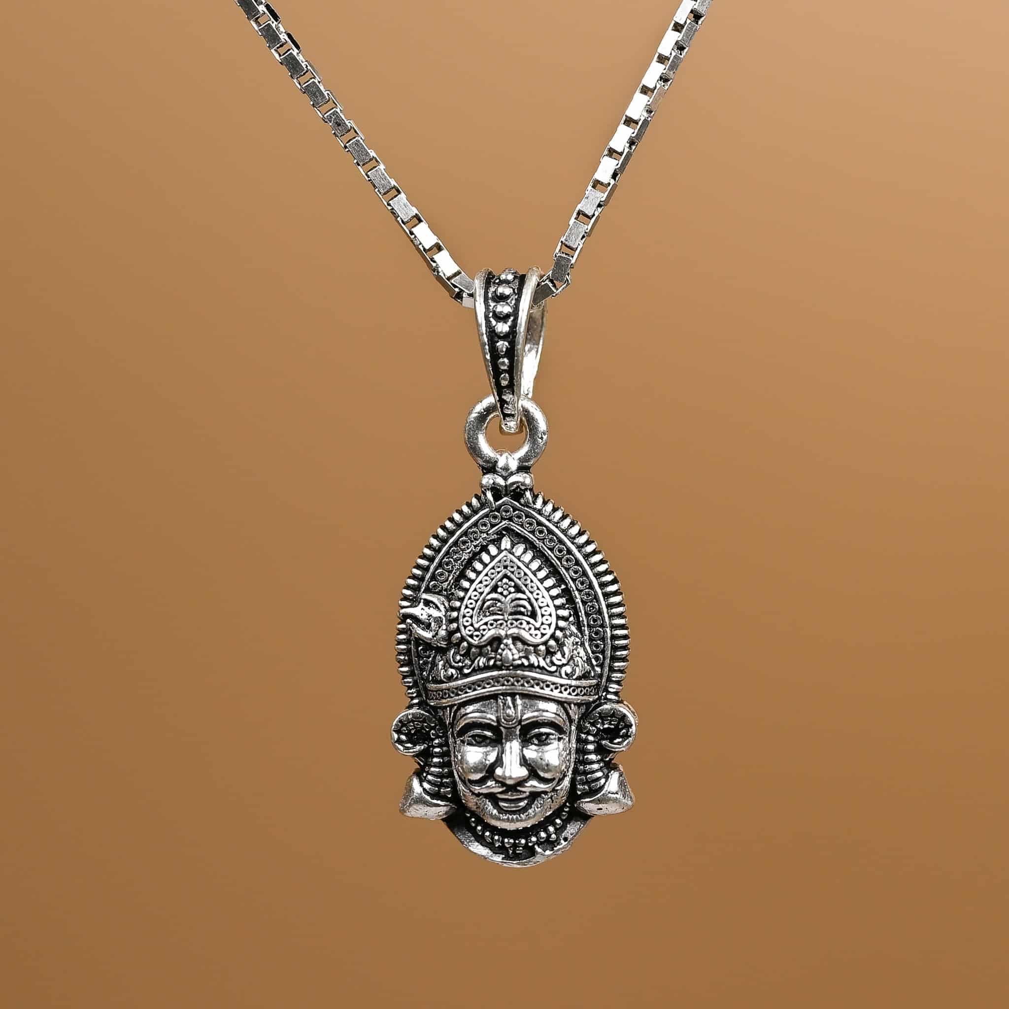 Khatu Shaym Baba Silver Pendent With Chain