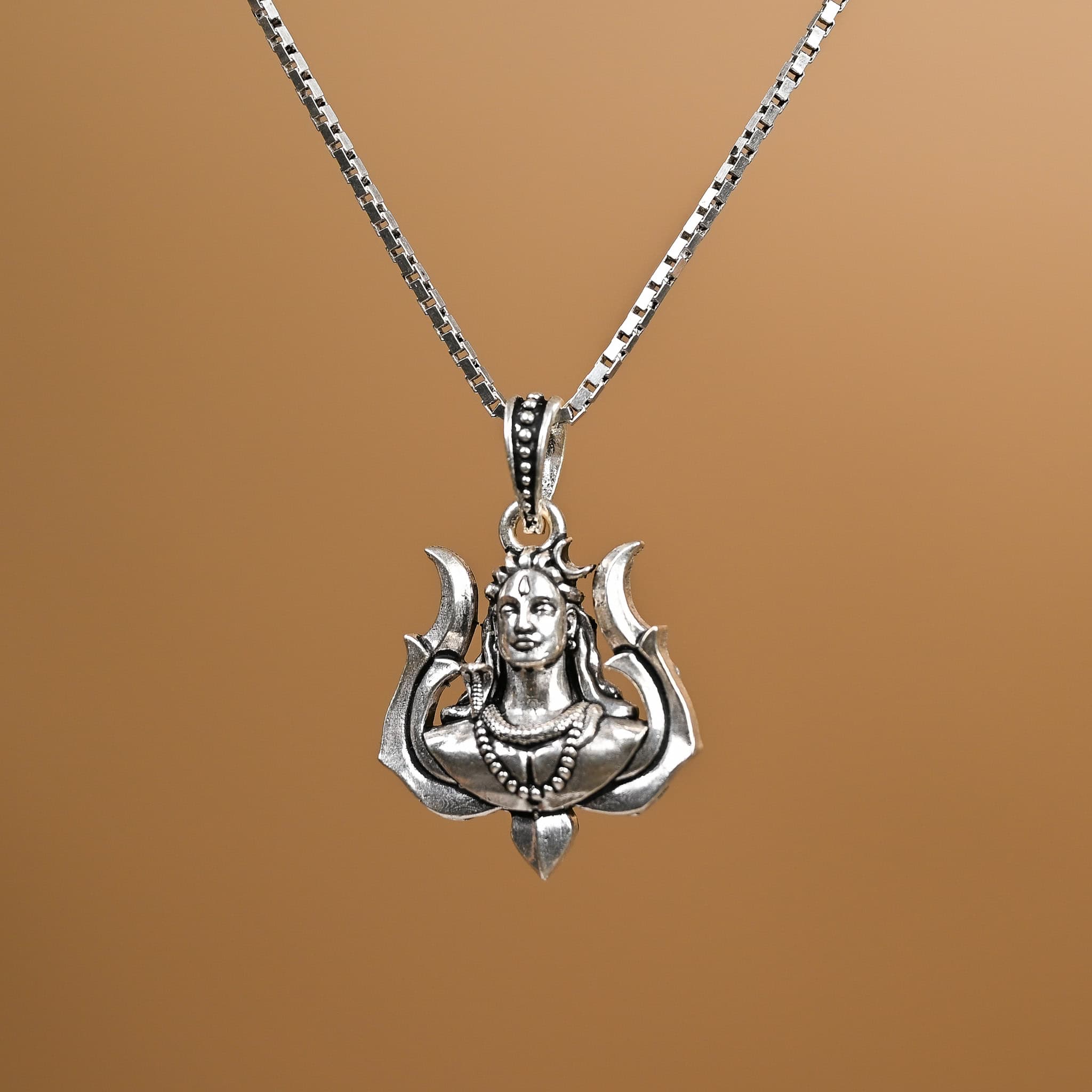 Lord Shiva Mahadev Silver Pendant With Chain