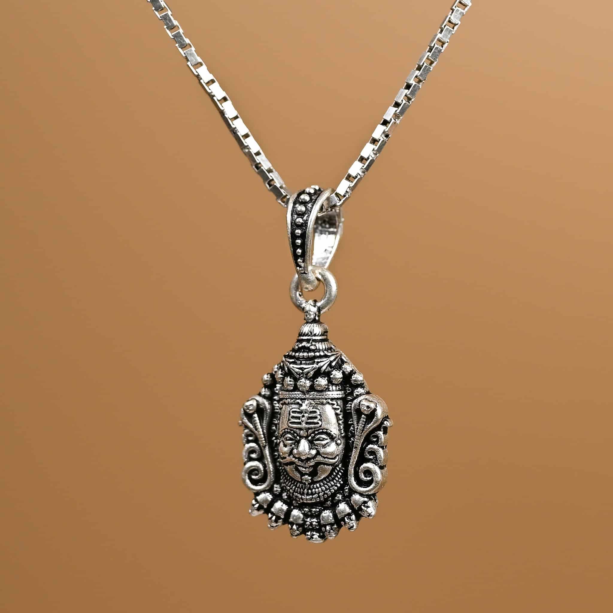 Lord Mahakal Silver Pendant With Chain