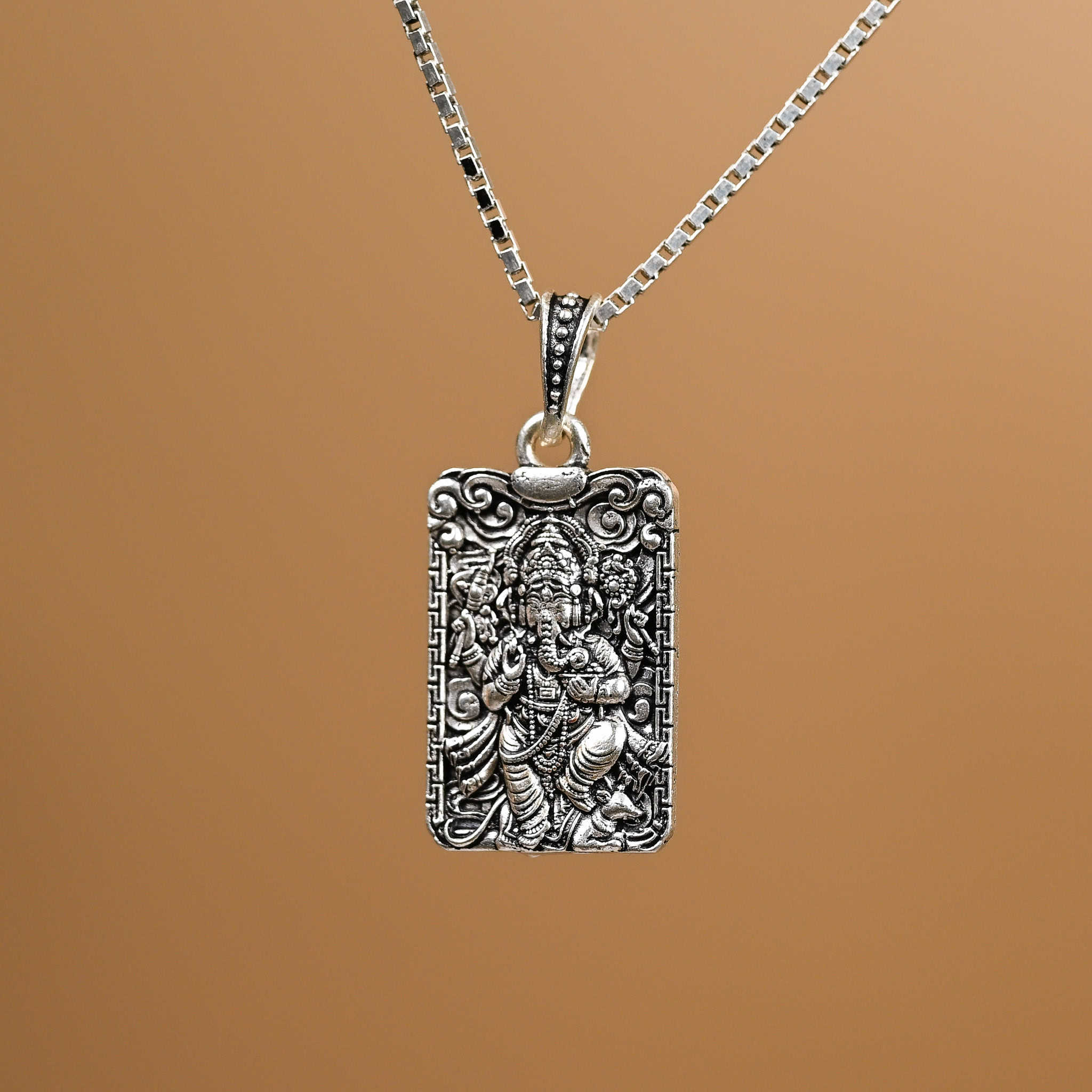 Ganpati Dada Silver Pendant With Chain