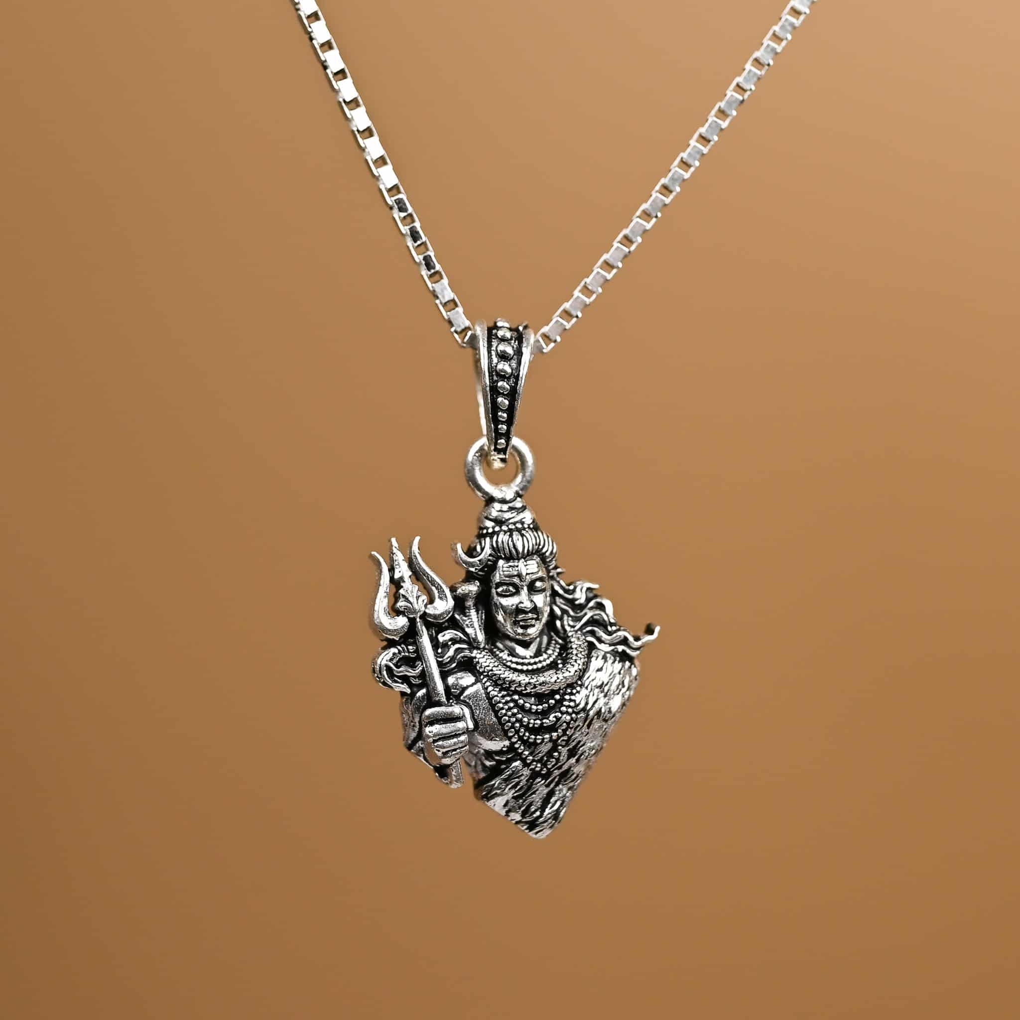 Adiyogi Shiv Silver Pendant With Chain