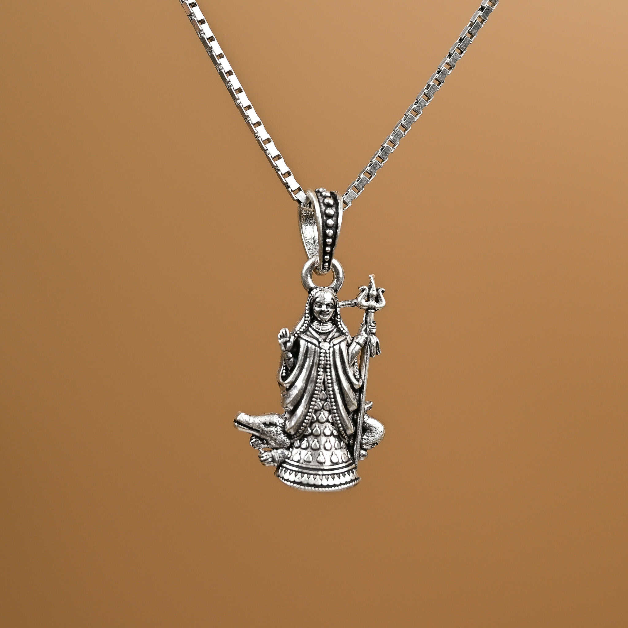 Khodiyar Mata Silver Pendant With Chain