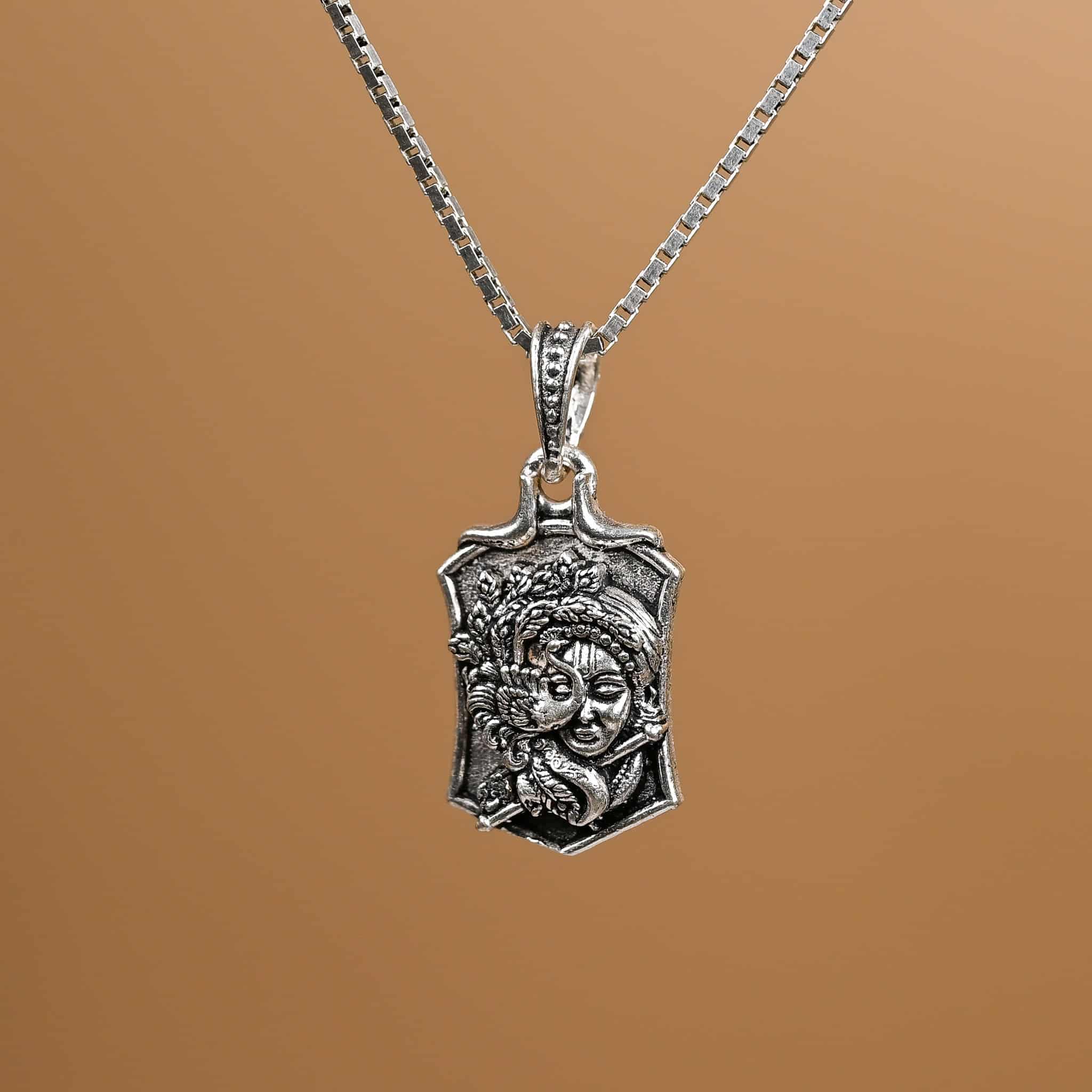Shri Krishna Silver Pendant With Chain