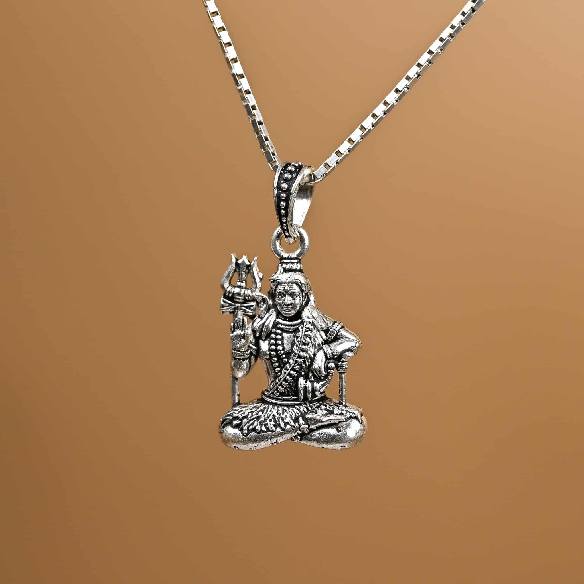 Lord Bholenath Silver Pendant With Chain