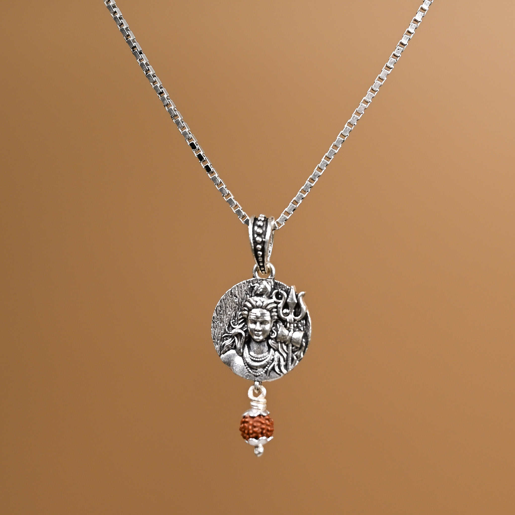 Shiv Ji Silver Rudraksha Pendant With Chain