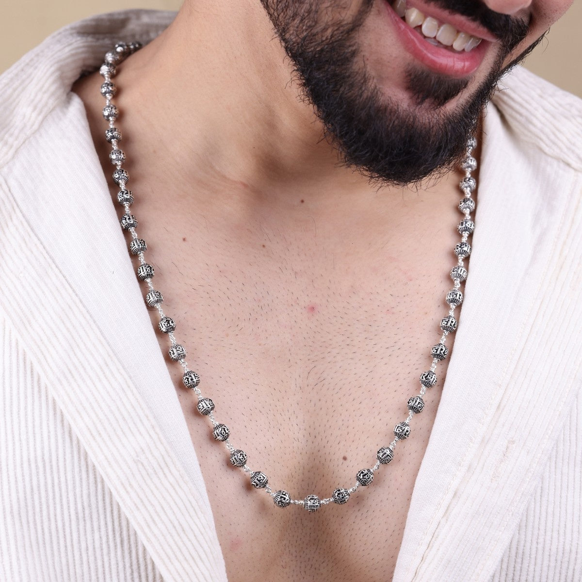 Original sterling silver mala with Shree Hari beads and elegant design