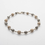 5-6  MM Tulsi With Silver Om Beads Bracelet