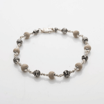 Tulsi With Silver Om Namah Shivay Beads Bracelet 5-6 MM