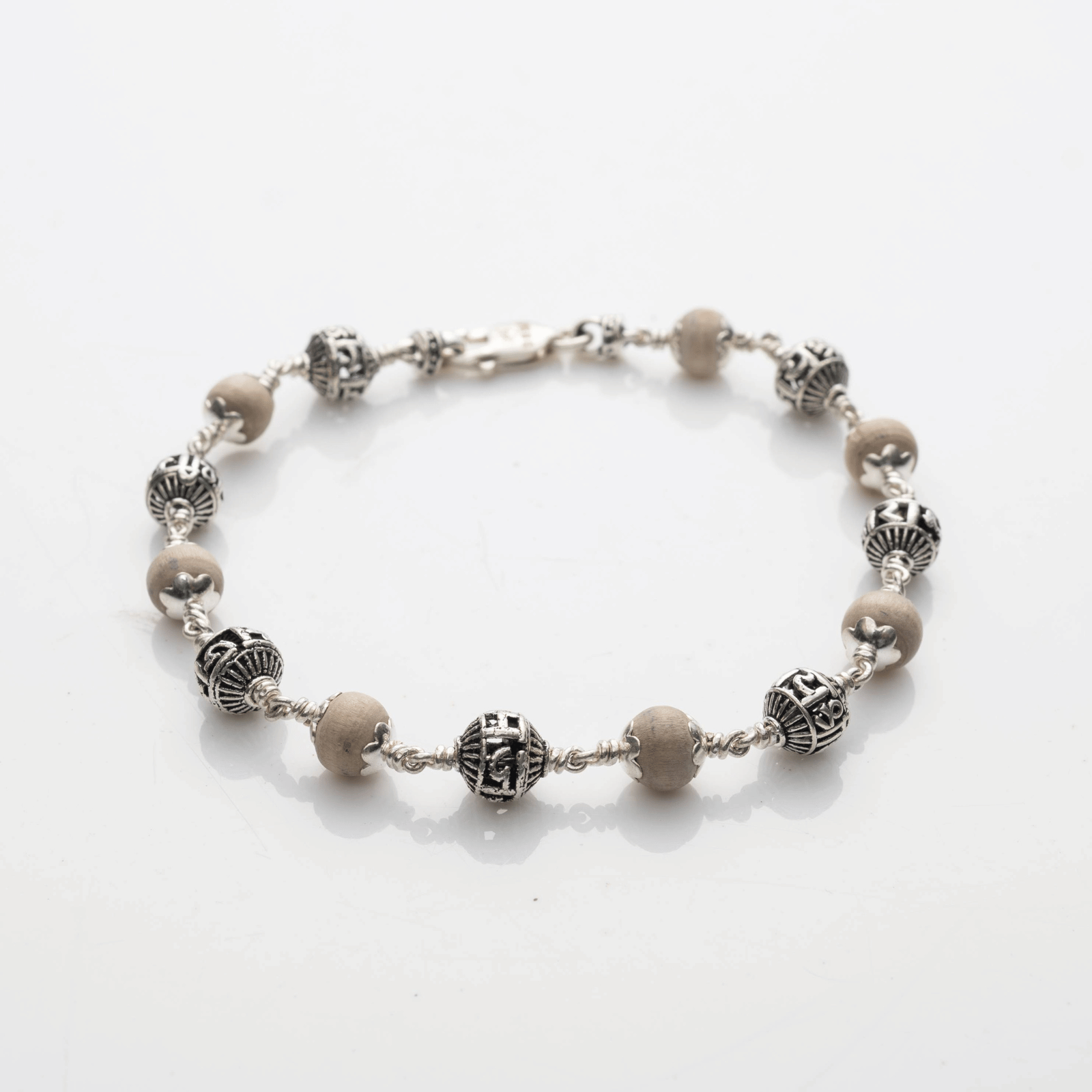 Tulsi With Jay Shree Ram Silver Bead Bracelet