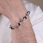 Original Karungali with Triangle Beads Silver Bracelet