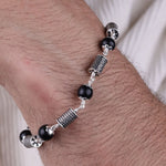 Original Karungali with Hollow Cylindrical Silver Bracelet
