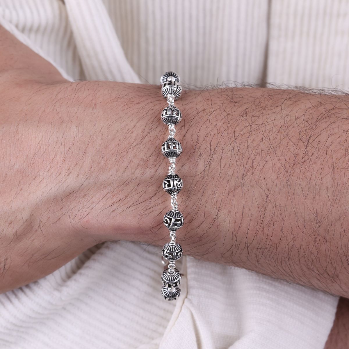 Original Jay Shree Ram Silver Bead Bracelet