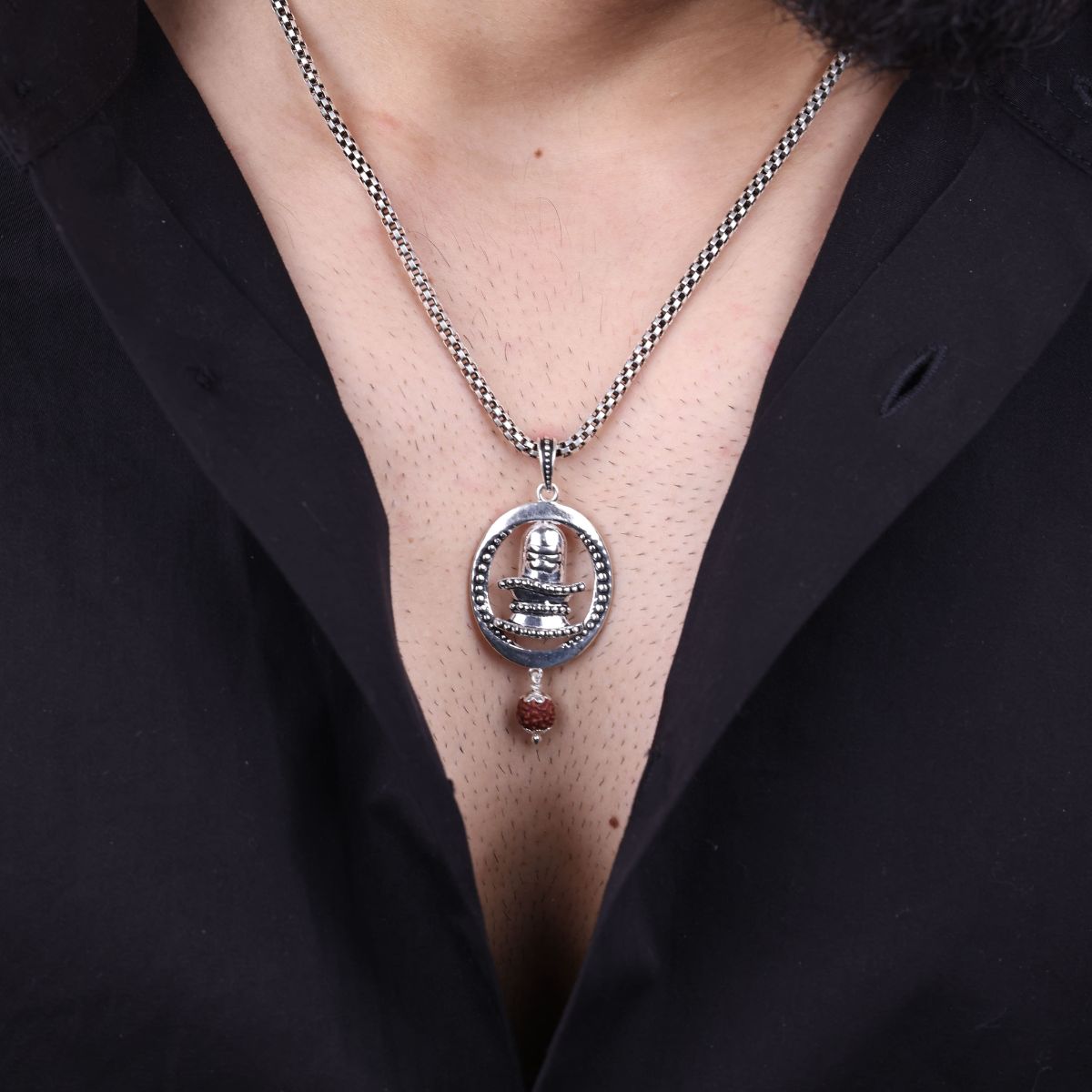 Authentic Divine Shivling Rudraksha Silver Pendant