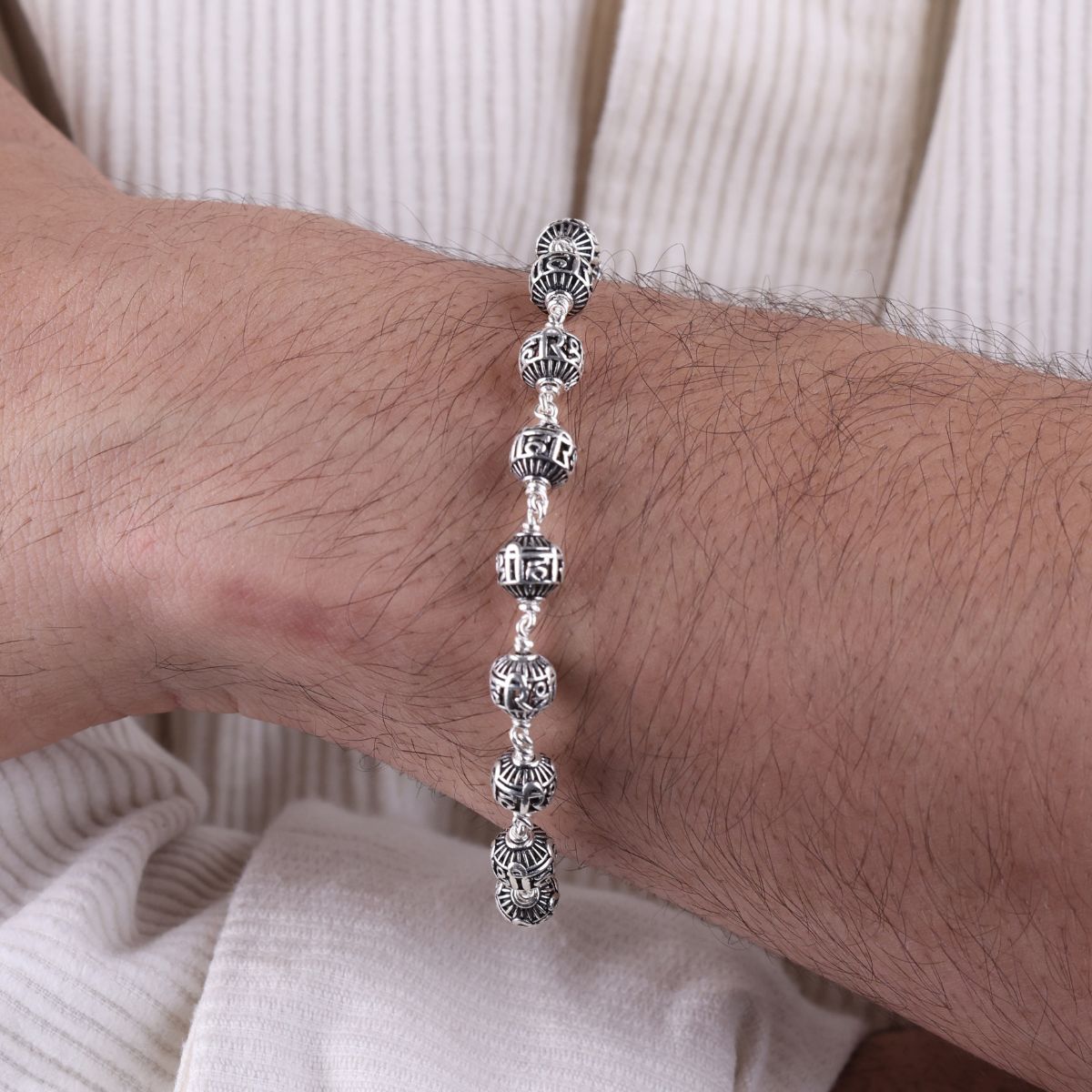 Original Shree Hari Silver Bead Bracelet