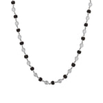black Rudraksha With Sphatik Beads Silver Mala