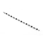 Black Rudraksha Silver Hollow Oval Beads Bracelet.
