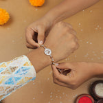 Pure Silver Rakhi with Om and Single Line Rudraksha