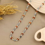 Rudraksha with Marquise Beads Silver Mala