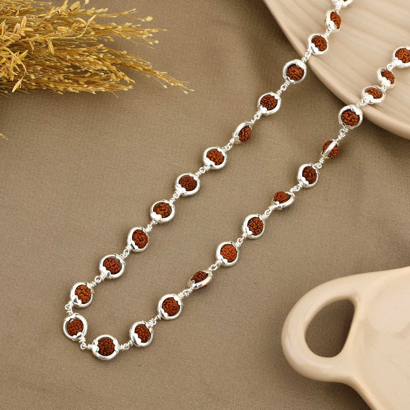 Rudraksha Capping Silver Mala