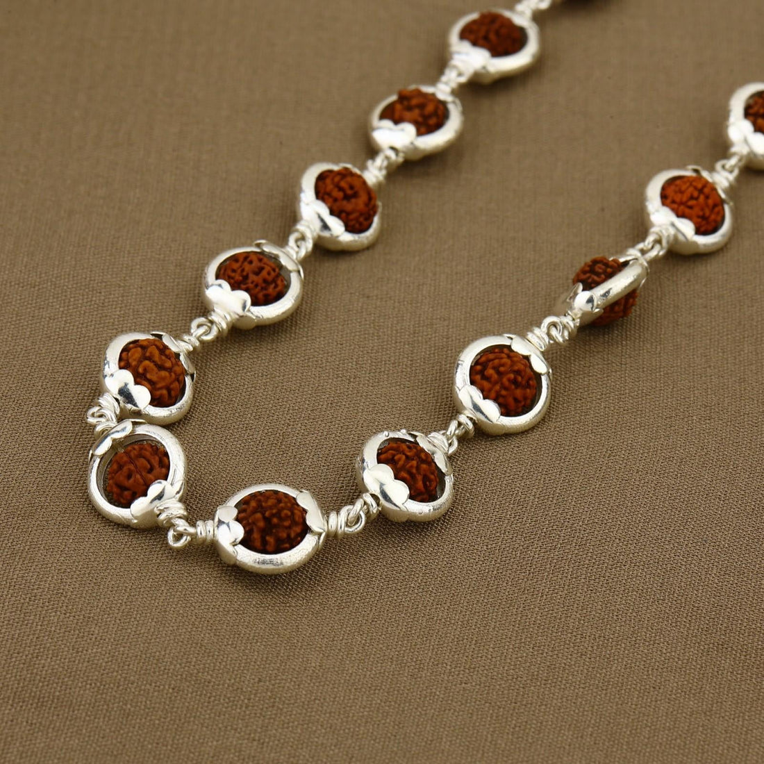 Rudraksha Capping Silver Mala