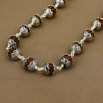 Rudraksha with Om Cap Silver Mala