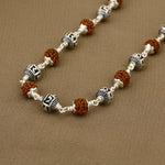 Rudraksha With Jay Shree Ram Beads Silver Mala