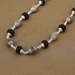 Original Karungali mala featuring dome silver beads for spiritual wear
