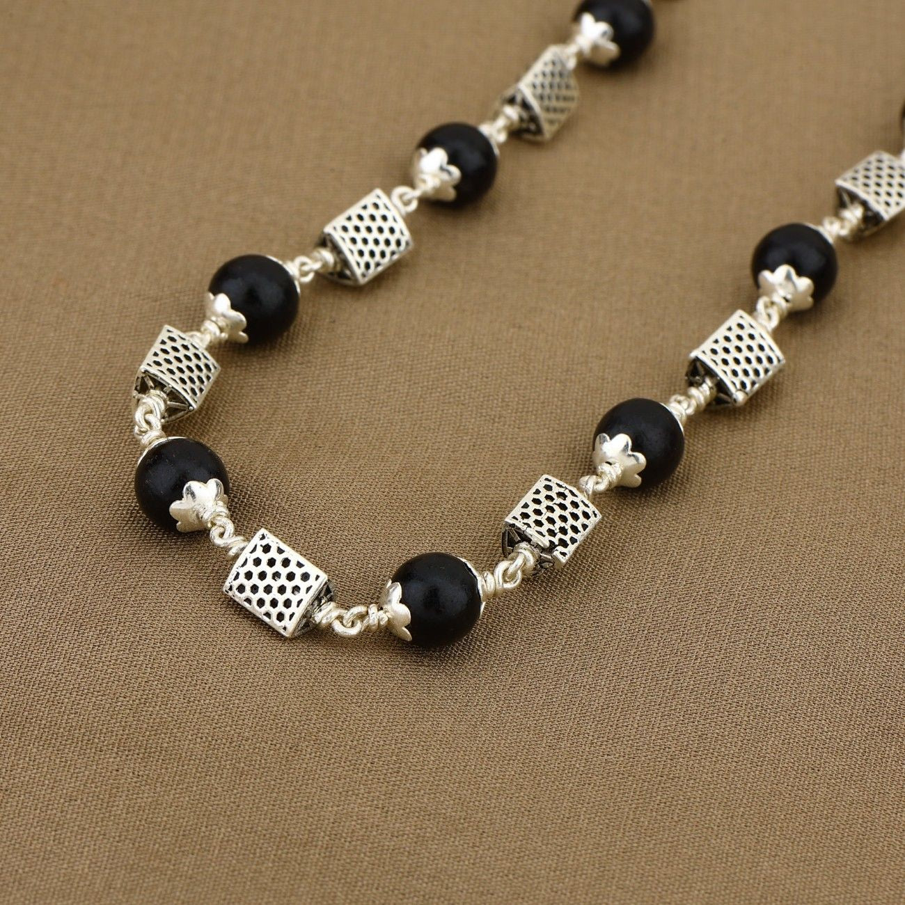 Karungali Silver Mala (Triangle Beads)