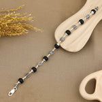 Karungali with Hollow Circular Silver Bracelet