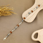 Authentic Rudraksha with Sphatik Diamond Cut and Om Silver Beads Bracelet