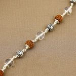 Rudraksha with Sphatik Diamond Cut and Om Silver Beads Bracelet