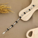 Karungali with Oval Filigree Beads Silver Bracelet
