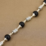 Karungali with Oval Filigree Beads Silver Bracelet
