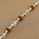 Rudraksha with Sphatik Diamond Cut Beads Silver Bracelet