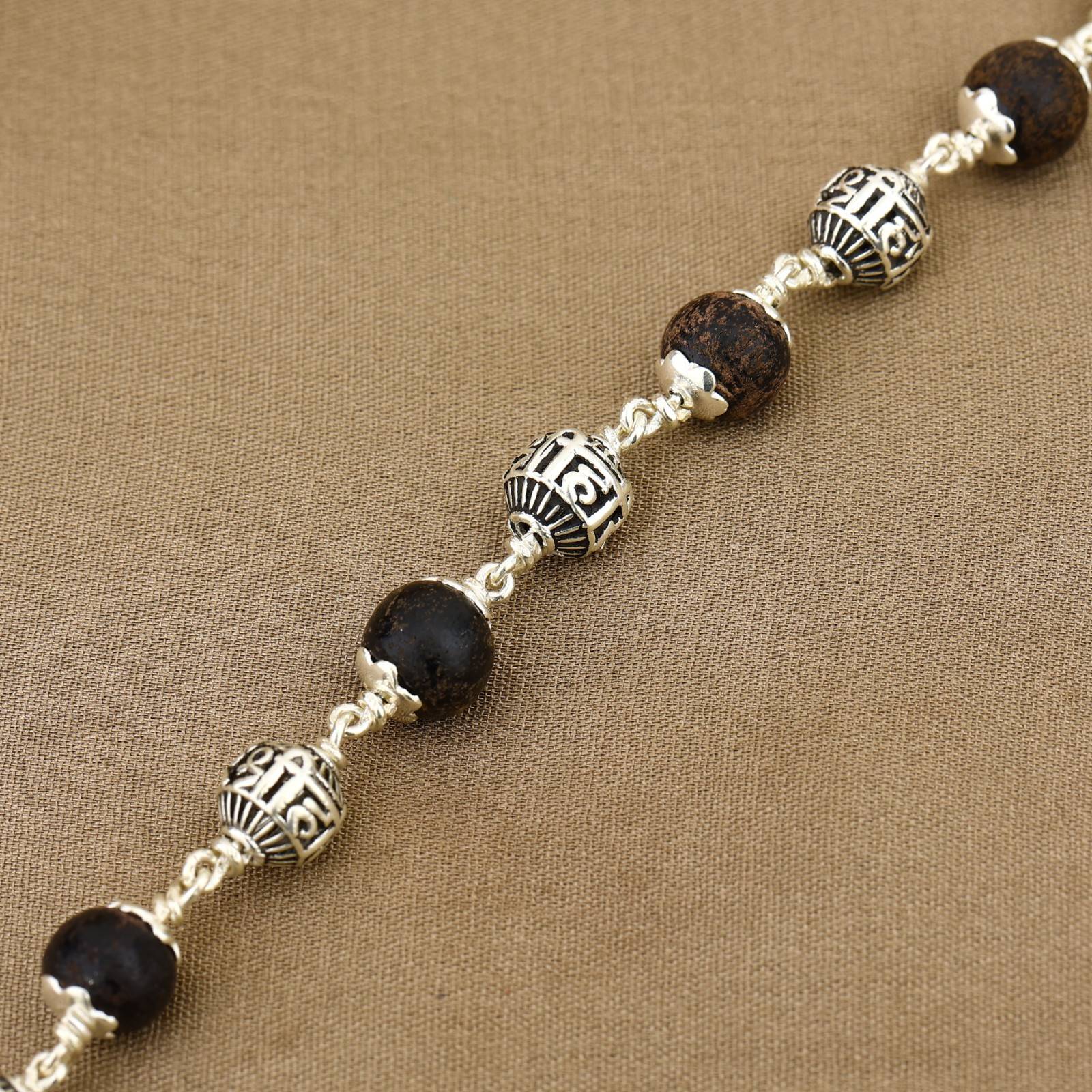 Karungali with Shree Hari Silver Bracelet