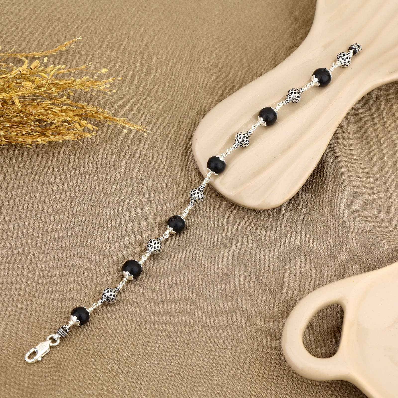 Karungali with Alternate Silver Bracelet