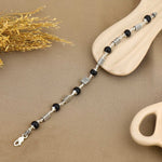Karungali with Triangle Beads Silver Bracelet