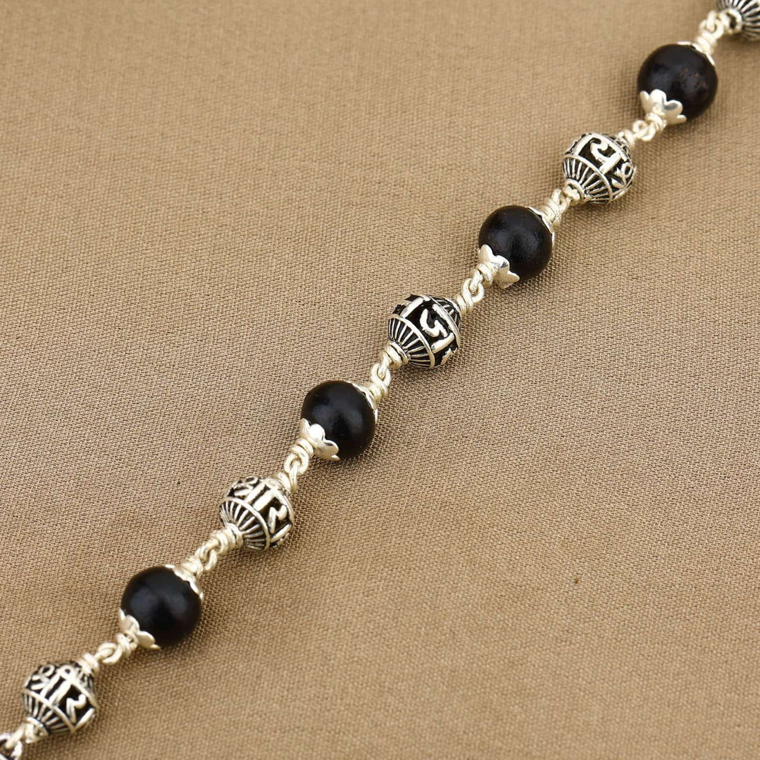 Karungali with Jay Shree Ram Silver Bracelet