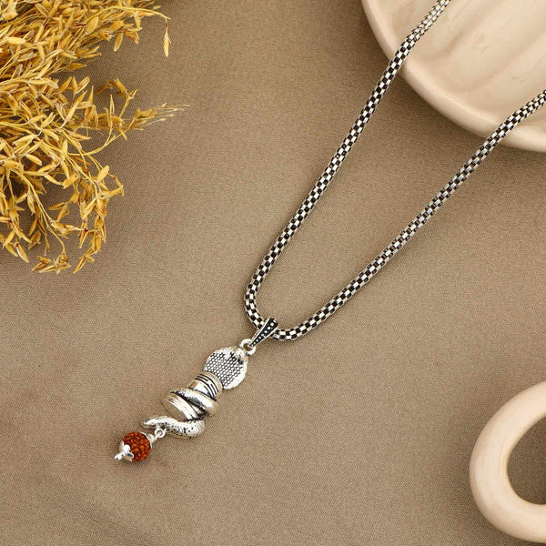 Sheshnag Shivling Rudraksha Silver Pendant