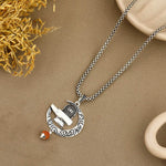 Shiva Trishul with Moon Rudraksha Silver Pendant