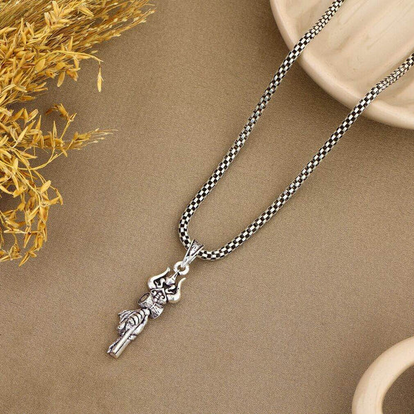 Trishul Damru Silver Pendant
